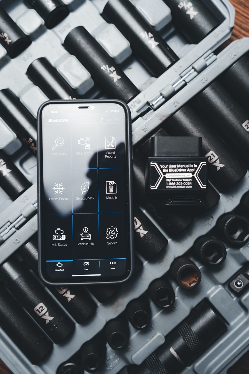 smart phone on black bolts
